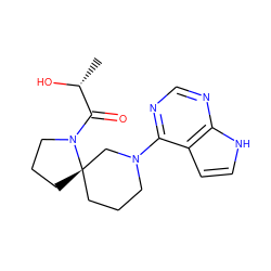 C[C@@H](O)C(=O)N1CCC[C@@]12CCCN(c1ncnc3[nH]ccc13)C2 ZINC000143586108