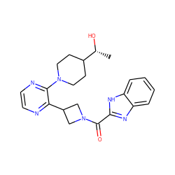 C[C@@H](O)C1CCN(c2nccnc2C2CN(C(=O)c3nc4ccccc4[nH]3)C2)CC1 ZINC000144596867