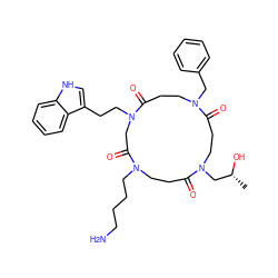 C[C@@H](O)CN1CCC(=O)N(Cc2ccccc2)CCC(=O)N(CCc2c[nH]c3ccccc23)CC(=O)N(CCCCN)CCC1=O ZINC000169330775