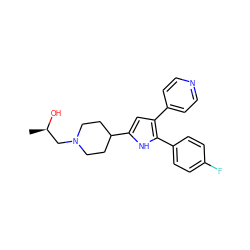 C[C@@H](O)CN1CCC(c2cc(-c3ccncc3)c(-c3ccc(F)cc3)[nH]2)CC1 ZINC000028527829