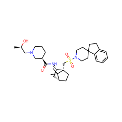 C[C@@H](O)CN1CCC[C@@H](C(=O)N[C@H]2C[C@H]3CC[C@@]2(CS(=O)(=O)N2CCC4(CCc5ccccc54)CC2)C3(C)C)C1 ZINC000253685751