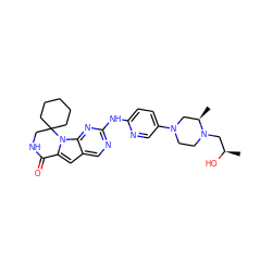 C[C@@H](O)CN1CCN(c2ccc(Nc3ncc4cc5n(c4n3)C3(CCCCC3)CNC5=O)nc2)C[C@H]1C ZINC000219195199