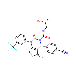 C[C@@H](O)CNC(=O)N1C(=O)N(c2cccc(C(F)(F)F)c2)C2=C(C(=O)CC2)[C@H]1c1ccc(C#N)cc1 ZINC001772654974