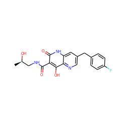 C[C@@H](O)CNC(=O)c1c(O)c2ncc(Cc3ccc(F)cc3)cc2[nH]c1=O ZINC000095594609