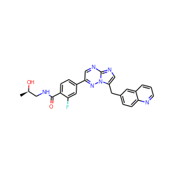 C[C@@H](O)CNC(=O)c1ccc(-c2cnc3ncc(Cc4ccc5ncccc5c4)n3n2)cc1F ZINC000096167847