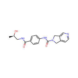 C[C@@H](O)CNC(=O)c1ccc(NC(=O)N2Cc3ccncc3C2)cc1 ZINC000166202878