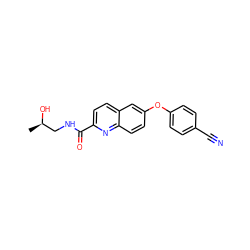 C[C@@H](O)CNC(=O)c1ccc2cc(Oc3ccc(C#N)cc3)ccc2n1 ZINC000584629813