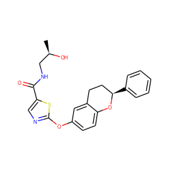 C[C@@H](O)CNC(=O)c1cnc(Oc2ccc3c(c2)CC[C@@H](c2ccccc2)O3)s1 ZINC000169710738