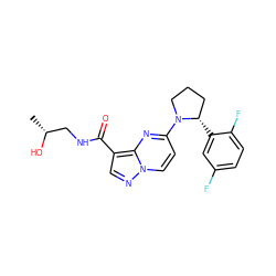 C[C@@H](O)CNC(=O)c1cnn2ccc(N3CCC[C@@H]3c3cc(F)ccc3F)nc12 ZINC000165323668