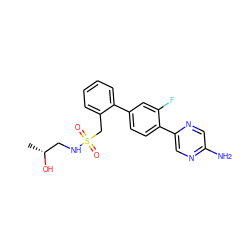 C[C@@H](O)CNS(=O)(=O)Cc1ccccc1-c1ccc(-c2cnc(N)cn2)c(F)c1 ZINC000224734505