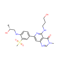 C[C@@H](O)CNc1ccc(-c2cc3ncn(C)c(=O)c3c(NCCCO)n2)cc1S(C)(=O)=O ZINC000115624492