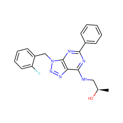 C[C@@H](O)CNc1nc(-c2ccccc2)nc2c1nnn2Cc1ccccc1F ZINC000028643561