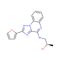 C[C@@H](O)CNc1nc2ccccc2n2nc(-c3ccco3)nc12 ZINC000029124185