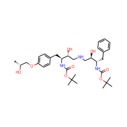 C[C@@H](O)COc1ccc(C[C@H](NC(=O)OC(C)(C)C)[C@H](O)CNC[C@@H](O)[C@H](Cc2ccccc2)NC(=O)OC(C)(C)C)cc1 ZINC000014943110