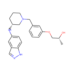C[C@@H](O)COc1cccc(CN2CCC[C@@H](Nc3ccc4[nH]ncc4c3)C2)c1 ZINC000114337639