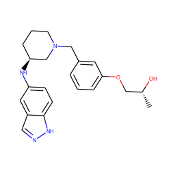C[C@@H](O)COc1cccc(CN2CCC[C@H](Nc3ccc4[nH]ncc4c3)C2)c1 ZINC000114337641