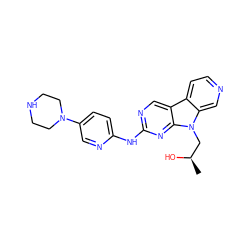 C[C@@H](O)Cn1c2cnccc2c2cnc(Nc3ccc(N4CCNCC4)cn3)nc21 ZINC000169706806