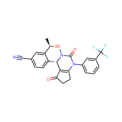 C[C@@H](O)c1cc(C#N)ccc1[C@H]1C2=C(CCC2=O)N(c2cccc(C(F)(F)F)c2)C(=O)N1C ZINC001772579985