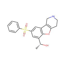 C[C@@H](O)c1cc(S(=O)(=O)c2ccccc2)cc2c3c(oc12)CCNC3 ZINC000147625078