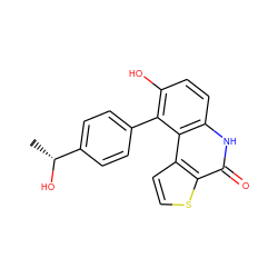 C[C@@H](O)c1ccc(-c2c(O)ccc3[nH]c(=O)c4sccc4c23)cc1 ZINC000165006648