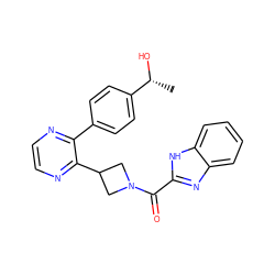 C[C@@H](O)c1ccc(-c2nccnc2C2CN(C(=O)c3nc4ccccc4[nH]3)C2)cc1 ZINC000145197367