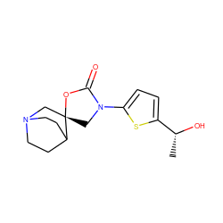 C[C@@H](O)c1ccc(N2C[C@@]3(CN4CCC3CC4)OC2=O)s1 ZINC000013642539