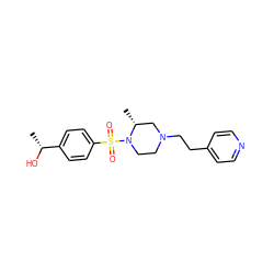 C[C@@H](O)c1ccc(S(=O)(=O)N2CCN(CCc3ccncc3)C[C@H]2C)cc1 ZINC000042889388