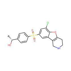 C[C@@H](O)c1ccc(S(=O)(=O)c2cc(Cl)c3oc4c(c3c2)CNCC4)cc1 ZINC000147500824