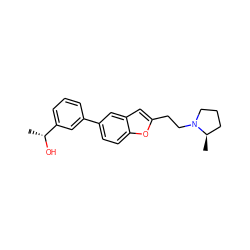 C[C@@H](O)c1cccc(-c2ccc3oc(CCN4CCC[C@H]4C)cc3c2)c1 ZINC000013606774