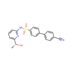 C[C@@H](O)c1cccc(NS(=O)(=O)c2ccc(-c3ccc(C#N)cc3)cc2)n1 ZINC000096258208