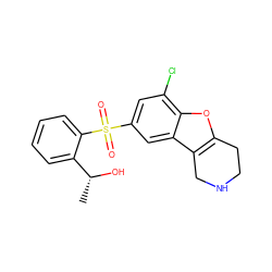 C[C@@H](O)c1ccccc1S(=O)(=O)c1cc(Cl)c2oc3c(c2c1)CNCC3 ZINC000147519521