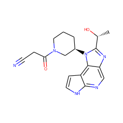 C[C@@H](O)c1nc2cnc3[nH]ccc3c2n1[C@@H]1CCCN(C(=O)CC#N)C1 ZINC000096270813