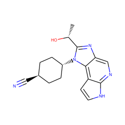 C[C@@H](O)c1nc2cnc3[nH]ccc3c2n1[C@H]1CC[C@H](C#N)CC1 ZINC000101680569