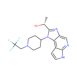 C[C@@H](O)c1nc2cnc3[nH]ccc3c2n1C1CCN(CC(F)(F)F)CC1 ZINC000096270793