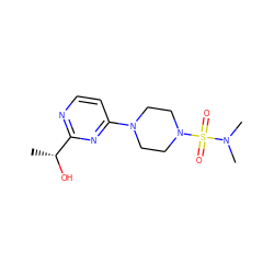 C[C@@H](O)c1nccc(N2CCN(S(=O)(=O)N(C)C)CC2)n1 ZINC000000026202