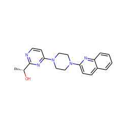 C[C@@H](O)c1nccc(N2CCN(c3ccc4ccccc4n3)CC2)n1 ZINC000013472162