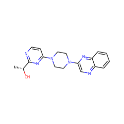 C[C@@H](O)c1nccc(N2CCN(c3cnc4ccccc4n3)CC2)n1 ZINC000013472174