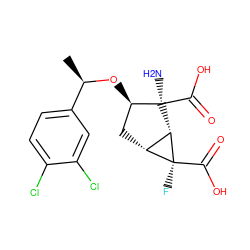 C[C@@H](O[C@@H]1C[C@@H]2[C@H]([C@]1(N)C(=O)O)[C@@]2(F)C(=O)O)c1ccc(Cl)c(Cl)c1 ZINC000013582216