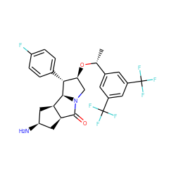 C[C@@H](O[C@H]1CN2C(=O)[C@H]3C[C@@H](N)C[C@H]3[C@H]2[C@@H]1c1ccc(F)cc1)c1cc(C(F)(F)F)cc(C(F)(F)F)c1 ZINC000064549377