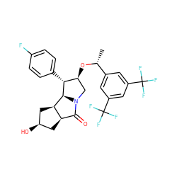 C[C@@H](O[C@H]1CN2C(=O)[C@H]3C[C@@H](O)C[C@H]3[C@H]2[C@@H]1c1ccc(F)cc1)c1cc(C(F)(F)F)cc(C(F)(F)F)c1 ZINC000064539413