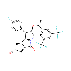 C[C@@H](O[C@H]1CN2C(=O)[C@H]3C[C@H](O)C[C@H]3[C@H]2[C@@H]1c1ccc(F)cc1)c1cc(C(F)(F)F)cc(C(F)(F)F)c1 ZINC000064548599