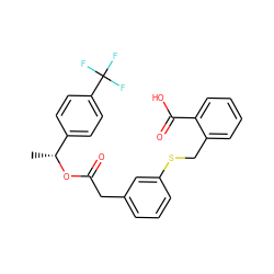 C[C@@H](OC(=O)Cc1cccc(SCc2ccccc2C(=O)O)c1)c1ccc(C(F)(F)F)cc1 ZINC000114960373