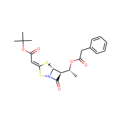 C[C@@H](OC(=O)Cc1ccccc1)[C@H]1C(=O)N2S/C(=C/C(=O)OC(C)(C)C)S[C@H]12 ZINC000026383358