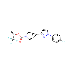 C[C@@H](OC(=O)N1C[C@H]2[C@@H](C1)[C@@H]2c1ccn(-c2ccc(F)cc2)n1)C(F)(F)F ZINC001772618672