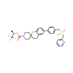 C[C@@H](OC(=O)N1CCC2(CCc3cc(-c4ccc(CS(=O)(=O)Cc5ccccn5)cc4)ccc3O2)CC1)C(F)(F)F ZINC000653840665