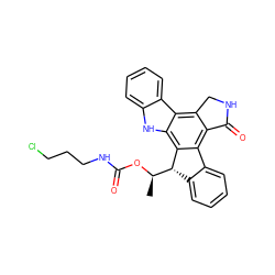 C[C@@H](OC(=O)NCCCCl)[C@H]1c2ccccc2-c2c3c(c4c([nH]c5ccccc54)c21)CNC3=O ZINC000029043441