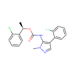 C[C@@H](OC(=O)Nc1c(-c2ccccc2F)cnn1C)c1ccccc1Cl ZINC000095571595