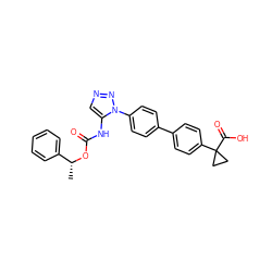 C[C@@H](OC(=O)Nc1cnnn1-c1ccc(-c2ccc(C3(C(=O)O)CC3)cc2)cc1)c1ccccc1 ZINC000095577465