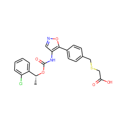 C[C@@H](OC(=O)Nc1cnoc1-c1ccc(CSCC(=O)O)cc1)c1ccccc1Cl ZINC000473136605