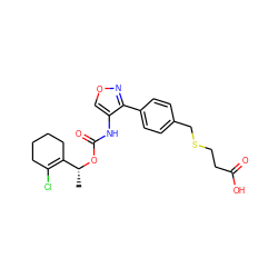 C[C@@H](OC(=O)Nc1conc1-c1ccc(CSCCC(=O)O)cc1)C1=C(Cl)CCCC1 ZINC000028903677